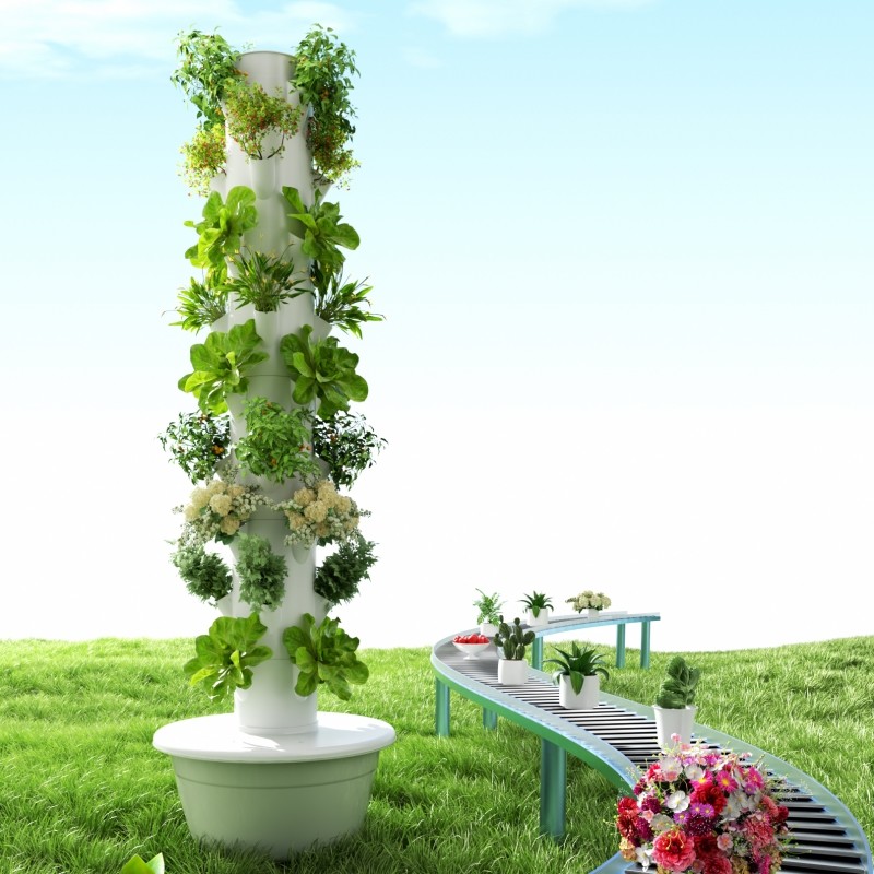 9 Layers Soilless Cultivation Vertical Petal Hydroponic System Tower With Led Light