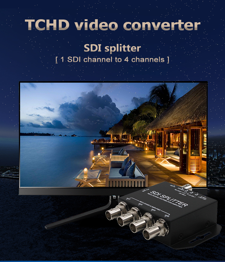 1080P 1 Input 4 Output SDI Splitter Plug And Play Distribution Amplifier Output SDI X 4