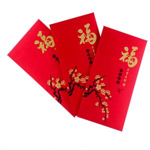 China 150gsm New Year Ang Bao Red Envelope Red Card Hot Stamping For Chinese wholesale