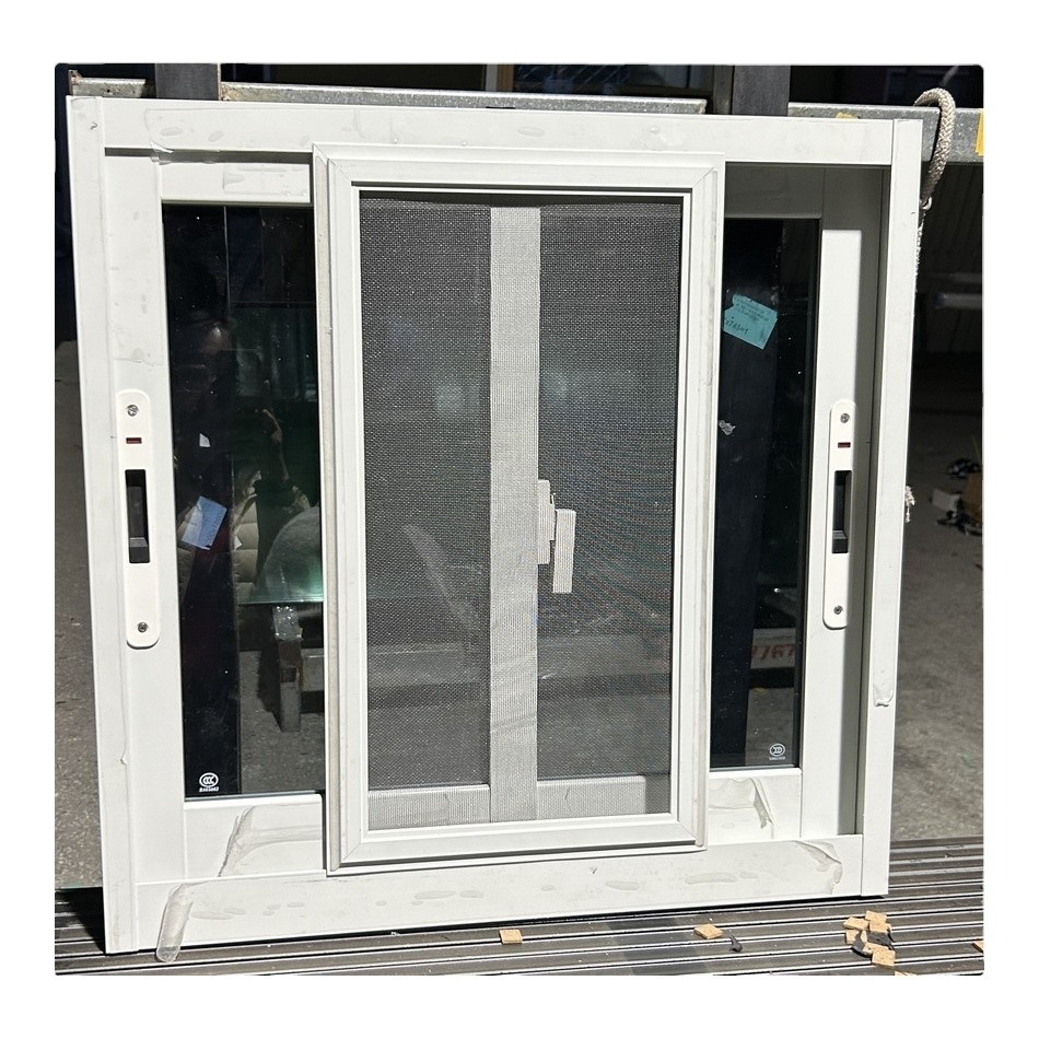 Aluminum Double Glass Sliding Window White Frame European Style