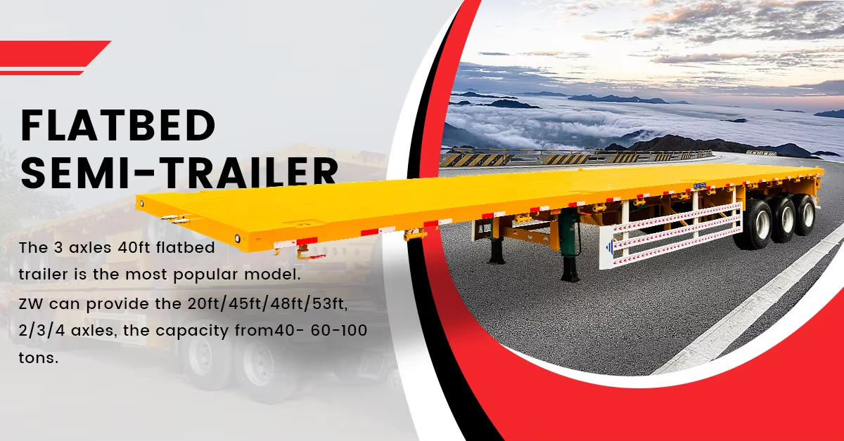 Xianmang Group 3 And 4 Axles 20ft 40ft Container Flat Bed Flatbed Semi Trailers For Tanzania And Kenya