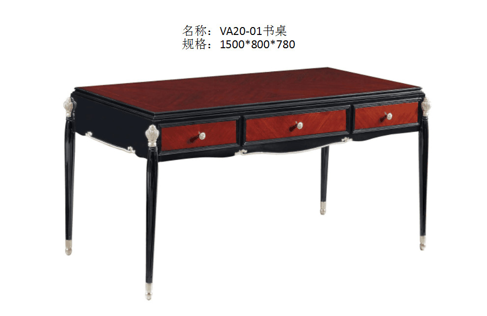 Luxury Villa house office Furniture Ebony wood Book cabients and Reading desk in glossy painting with Writing chairs