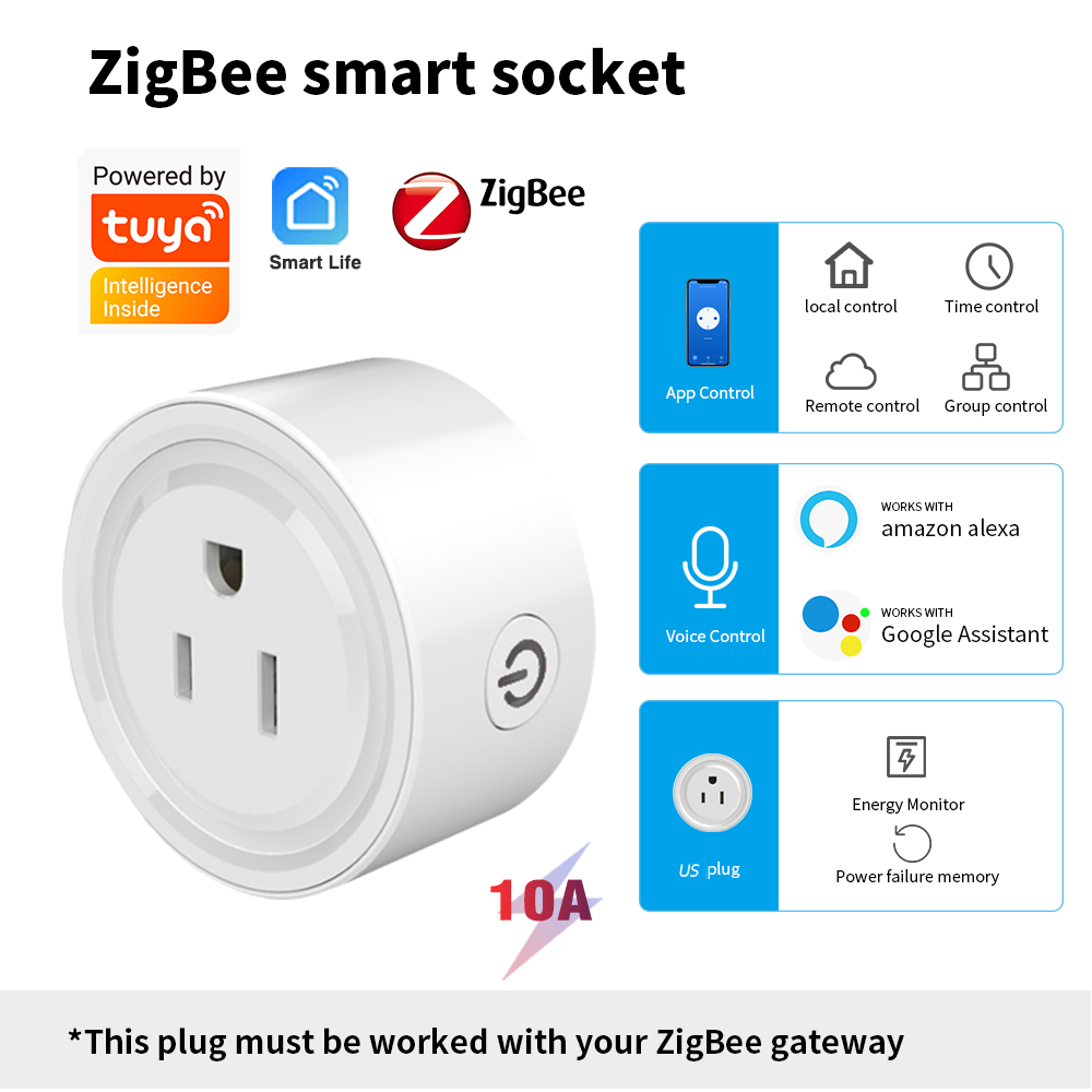 US Plug Wifi Smart Wall Socket Home Automation Zigbee Wireless Outdoor Socket