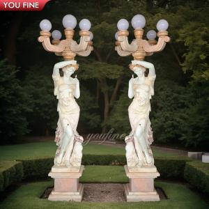 China Road Lighting Marble Figure Stone Sculpture for Garden Lamp wholesale