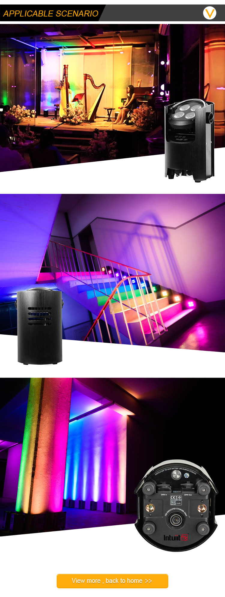 Battery Powered Up Light 4*12W RGBW 4in1 LED Uplights Battery Par Light for Dj Club Party Wedding Stage