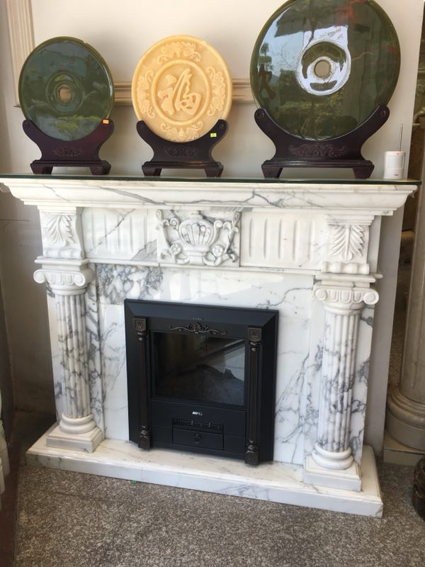 Customized Design Solid Marble Fireplace Surround Flame Resistance