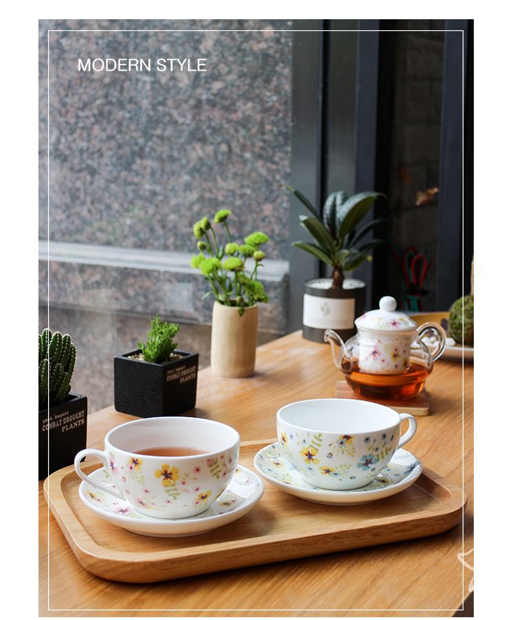 One Person Afternoon Tea Ceramic Cup and Saucer with Sustainable Tea Infuser Strainer