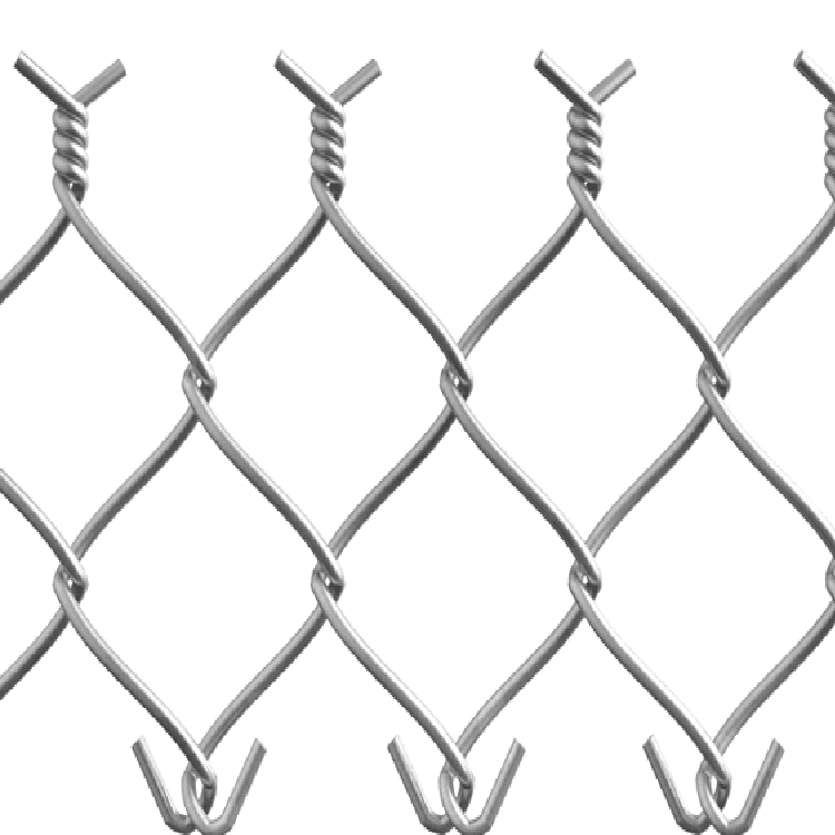 Silvery Diamond Wire Mesh Galvanized Chain Link Fence 50 Feet Length