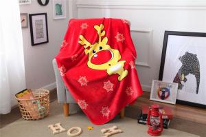 China Christmas Flannel Screen Printed Blanket , Warm Polyester Kids Animal Blankets wholesale
