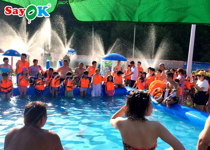 Inflatable Swimming Pool Double - Stitched Blue Inflatable Pool Float For Commercial Water Park