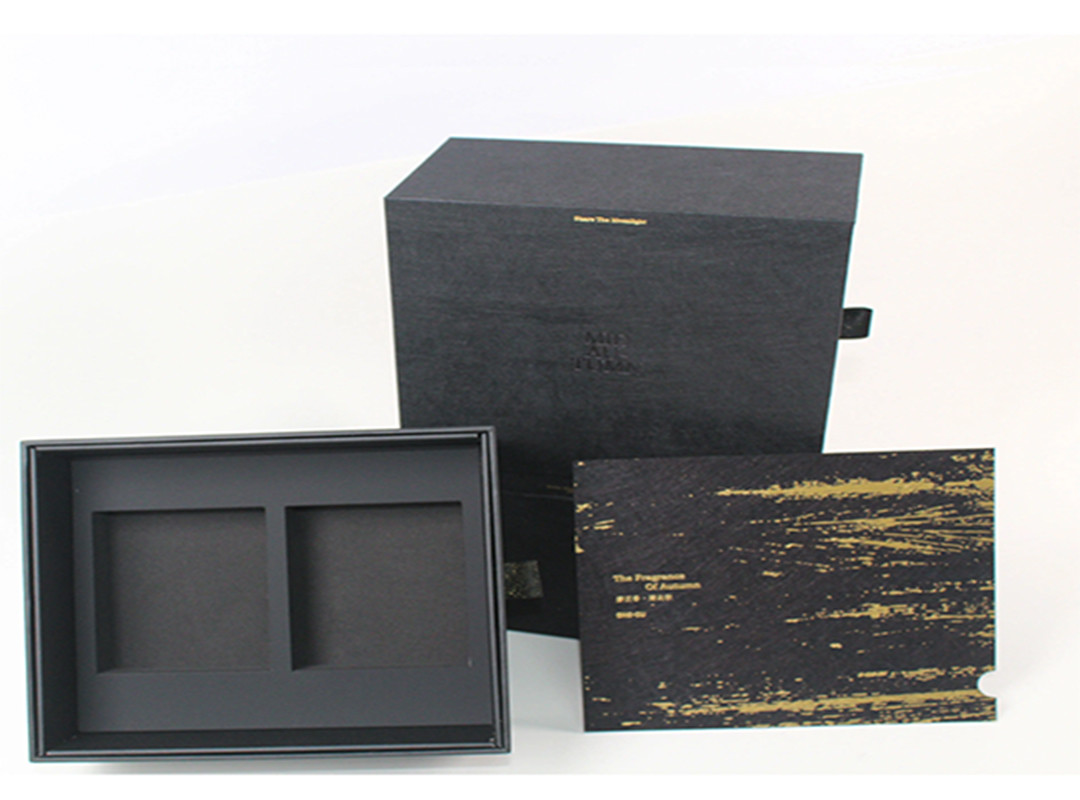 Black Luxury Paper Gift Box Packaging For Cosmetic Lotion Bottles With Foam