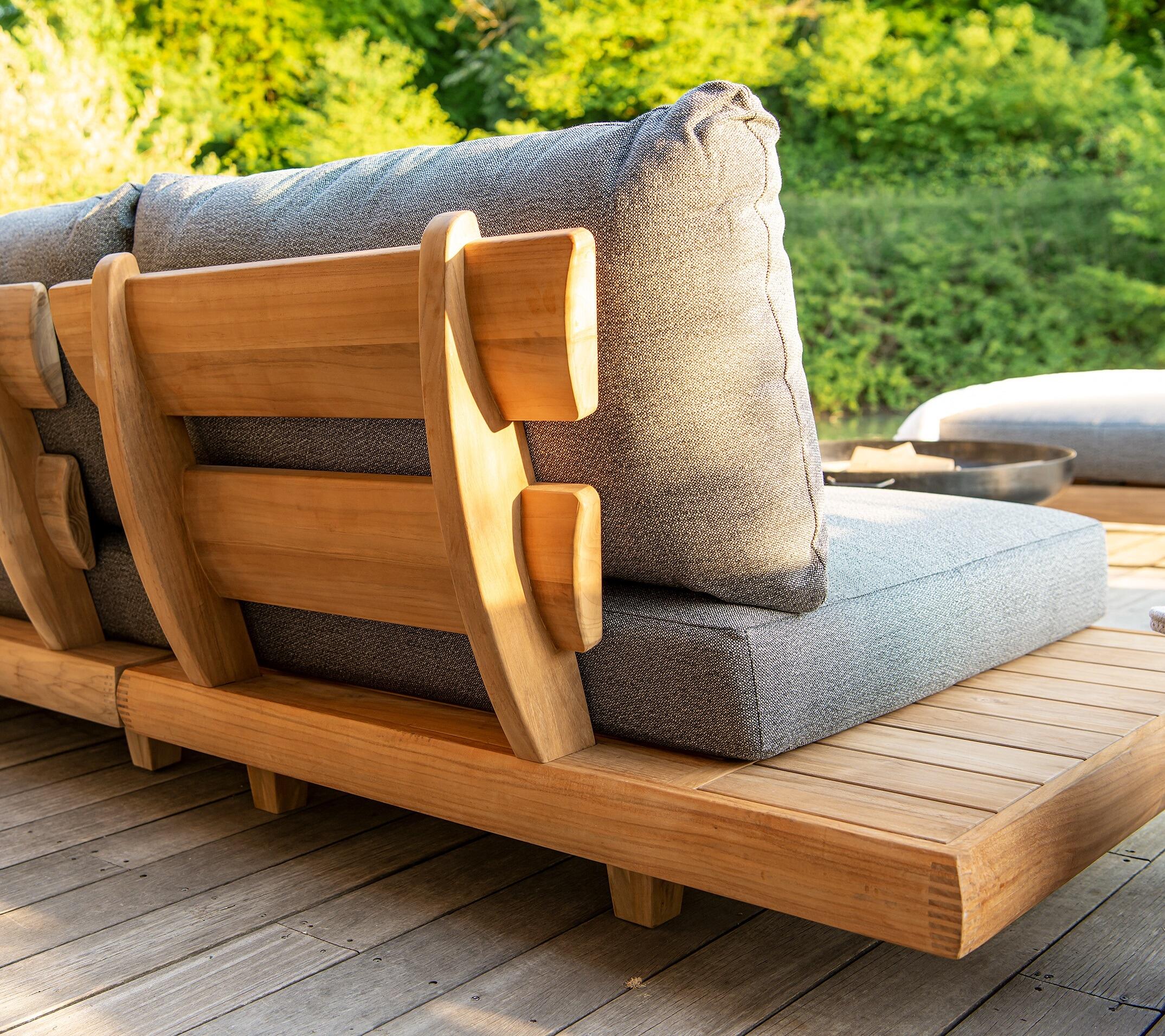 Teak Wood Commercial Hotel Sofa Garden Set Furniture with Middle Sofa Size W100xH110cm