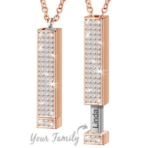 China Chic Womens Engraved SS304L Minimalist Bar Necklace wholesale