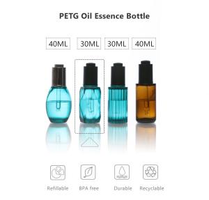 China 30ml Essential Oil Bottles , Ellipse Peacock Blue Plastic Cosmetic Bottles wholesale
