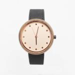 Round Leather Strap Watches Womens Water Resistant Quartz Wood Face