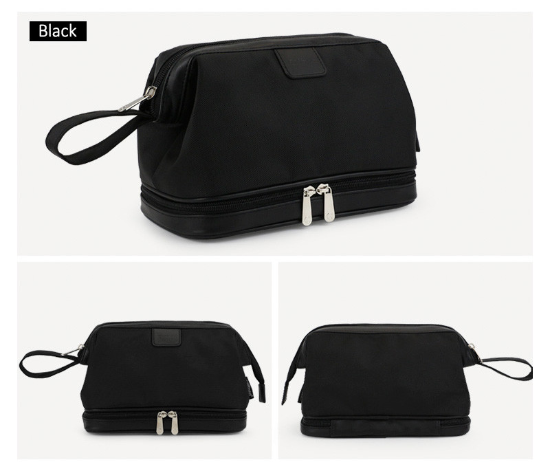 Double Layers Men Travel Wash Portable Waterproof Polyester Cosmetic Bag
