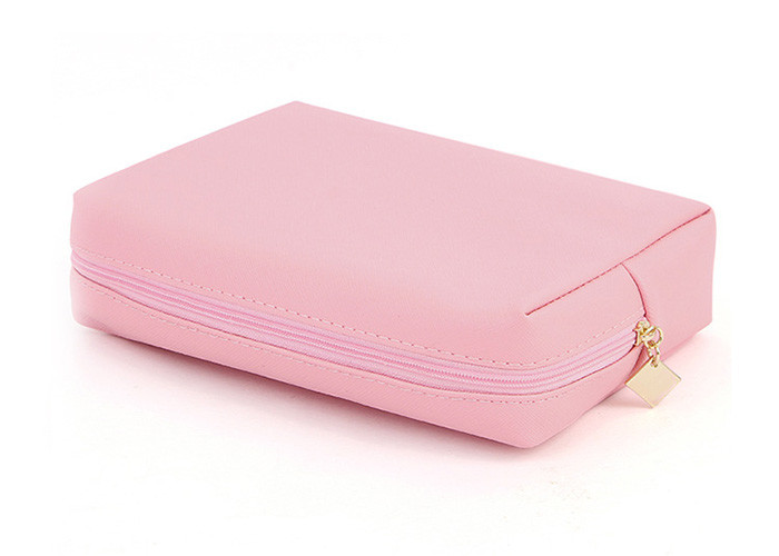 Pink Zippered Cosmetic Bag , Custom Print Small Pink Beautiful Makeup Bags