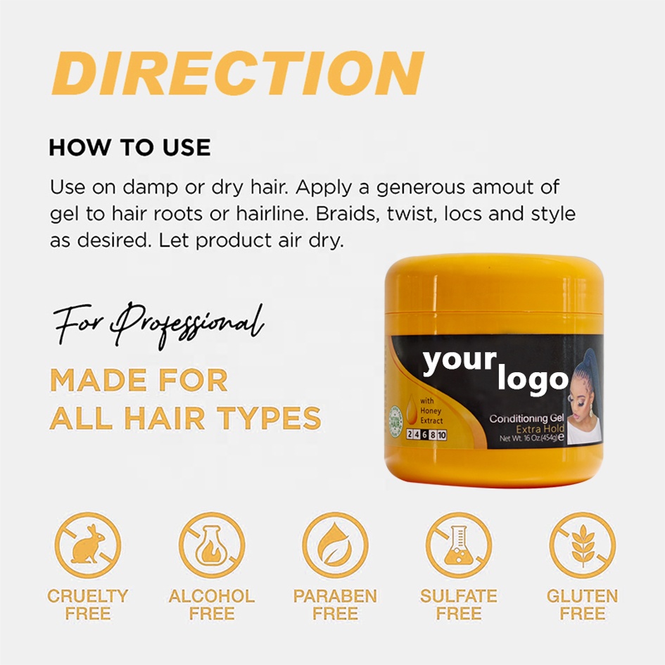Styling Effect Shine/Gloss Hair Styling Gel for Private Label Neat Braid Conditioning