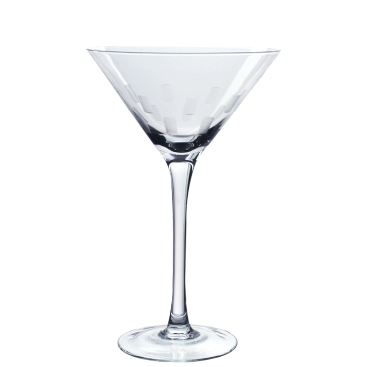 Transparent Goblet Cocktail Glass Crystal Cut Martini Glass For Bars