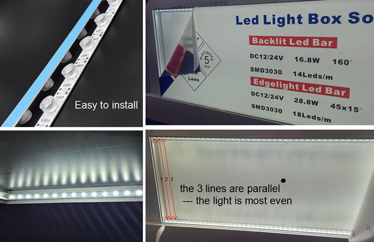 UL CE RoHS Edge Lit LED Bar Module High Power 24V For Frameless Fabric Light Box