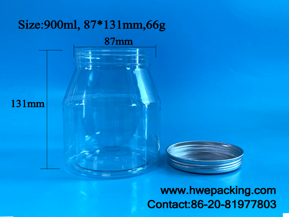 900ml 30oz Empty Clear Plastic Jars For Konjac Jelly Gummy Cat Dog Snacks Crackers