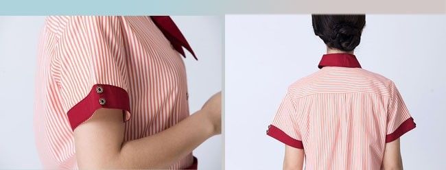 Embroidered Unique Restaurant Uniforms With Single Row Transparent Resin Buttons