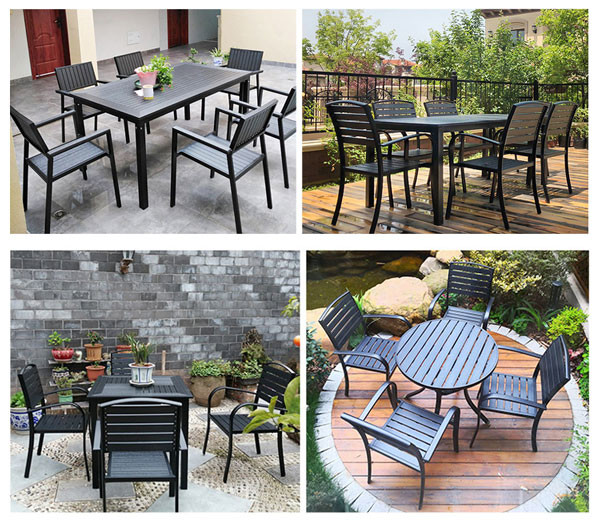 Patio Garden Furniture Black Waterproof Outdoor Dining Table D80xL120xH73CM
