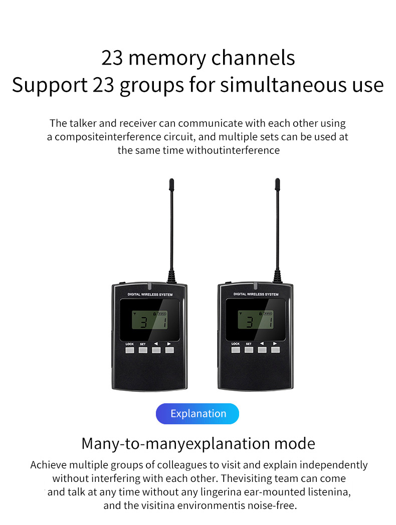 008B Two Way 823MHz Wireless Audio Tour Guide Systems 23 Channel 0