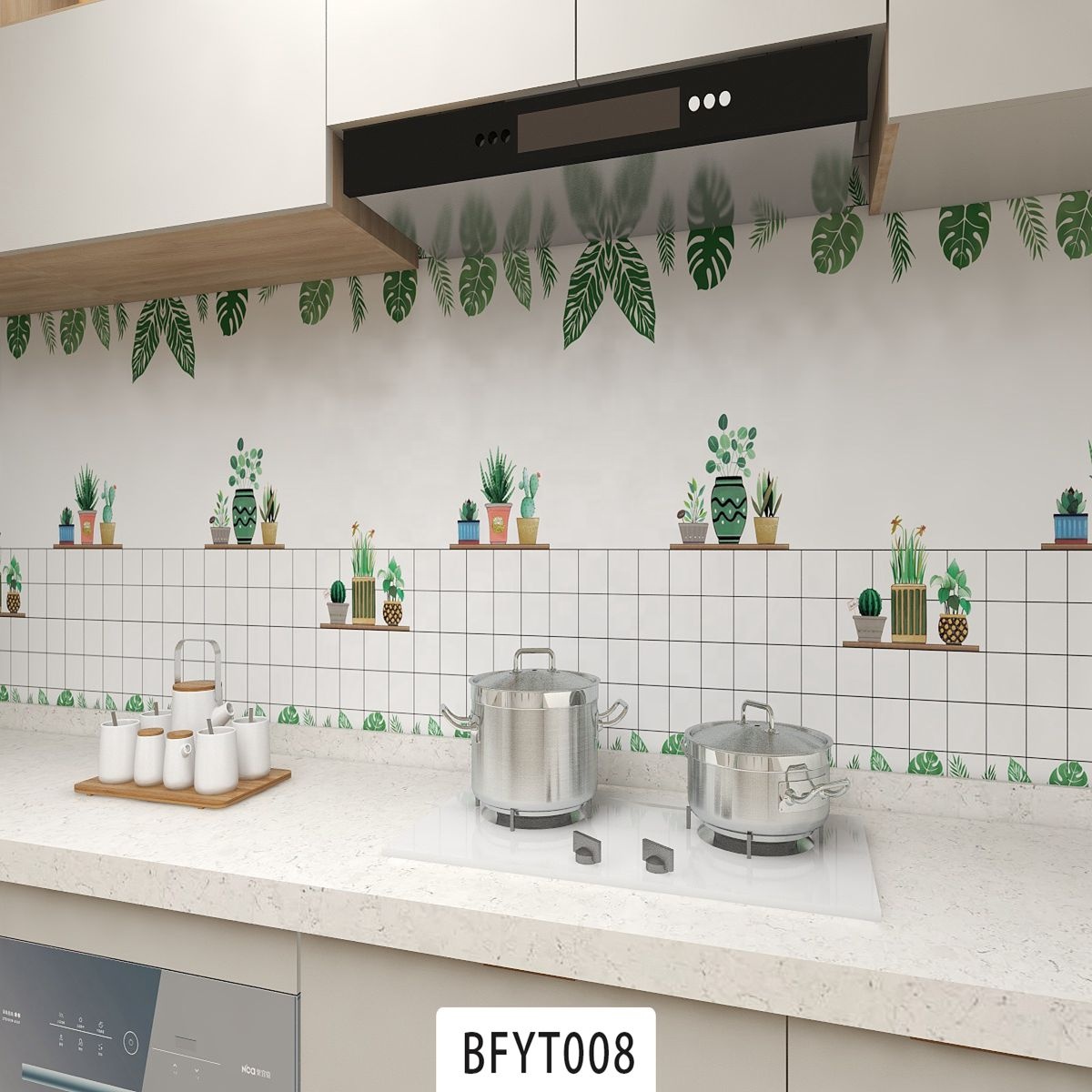 PVC Material Kitchen Sticker Thicken Durable Vinyl Wallpaper Oil Proof