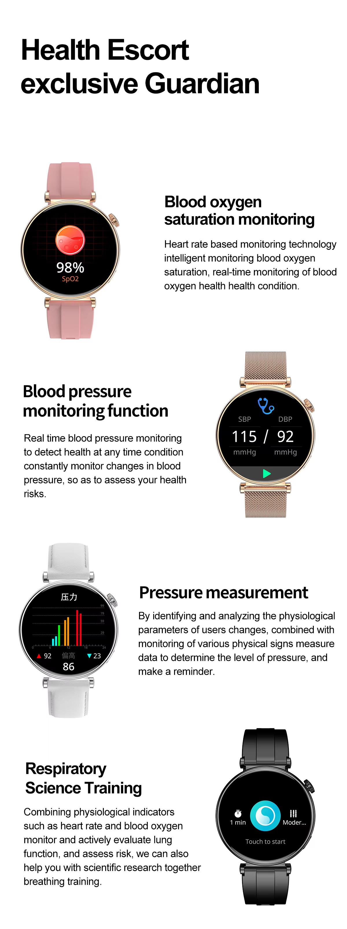 OEM HK41 Women'S Bluetooth Watch 1.32 Inch Oled Display 235mAh