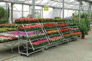 China 500kgs Danish Flower Trolley 3 Shelves Outdoor Plant Cart With Wheels wholesale
