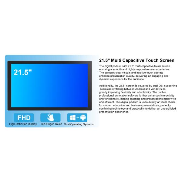 Portable Auto Lift Smart Digital Interactive Podium Digital Lectern Smart Podium Dual Screens Design for Teaching Speech