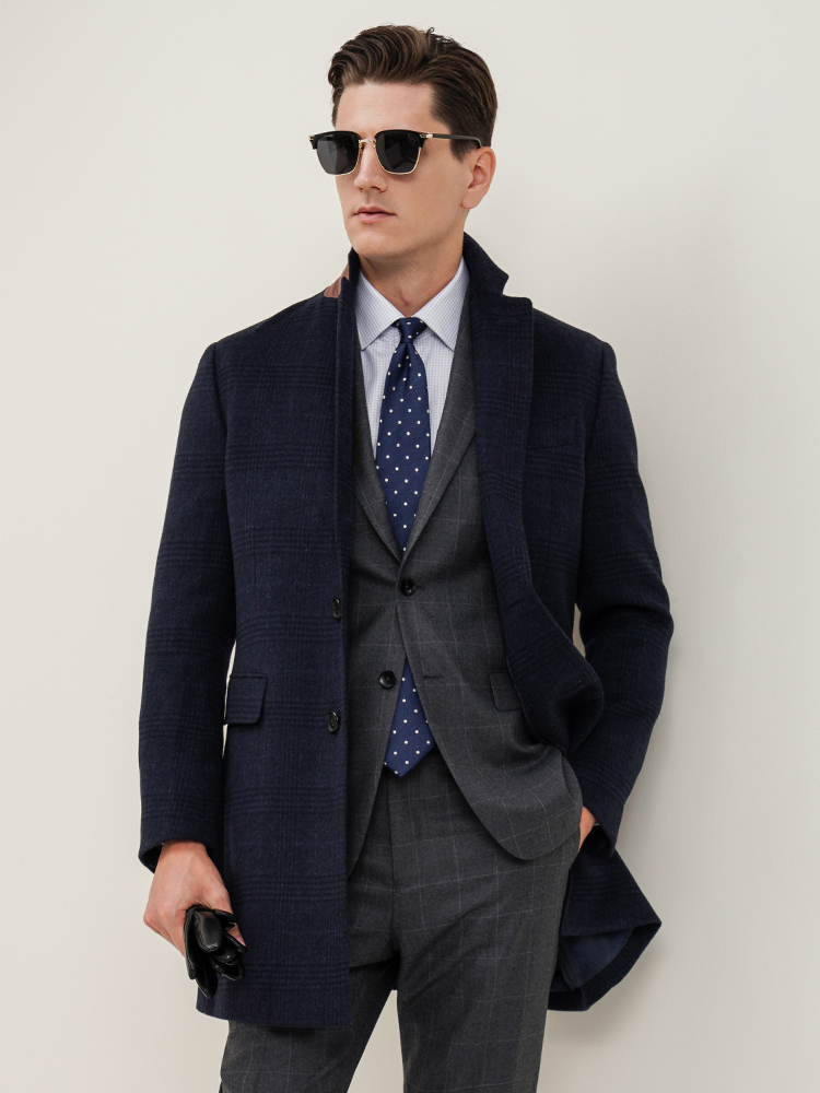 Autumn And Winter Retro Wool Warm Loose Big Yards Men's Long Coat Woven and Warm