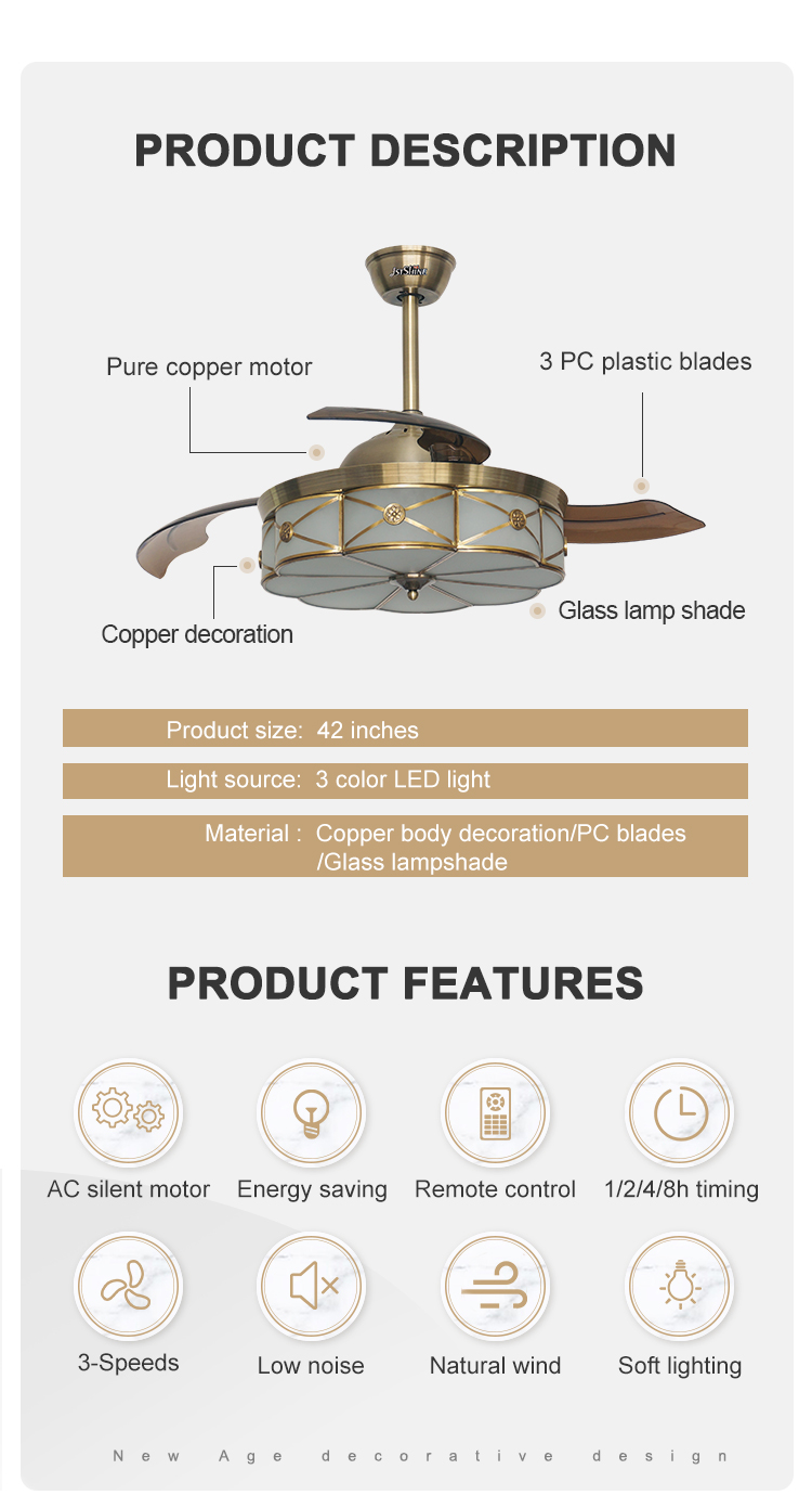 42" Smart LED Ceiling Fan with Invisible Bladeless Design and Cooling Air Function