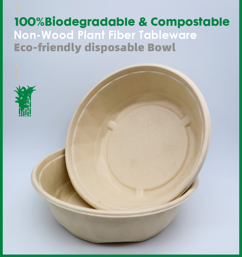 Biodegradable Compostable Sugarcane Disposable Bowls 500ml Takeaway Bowls With Lid