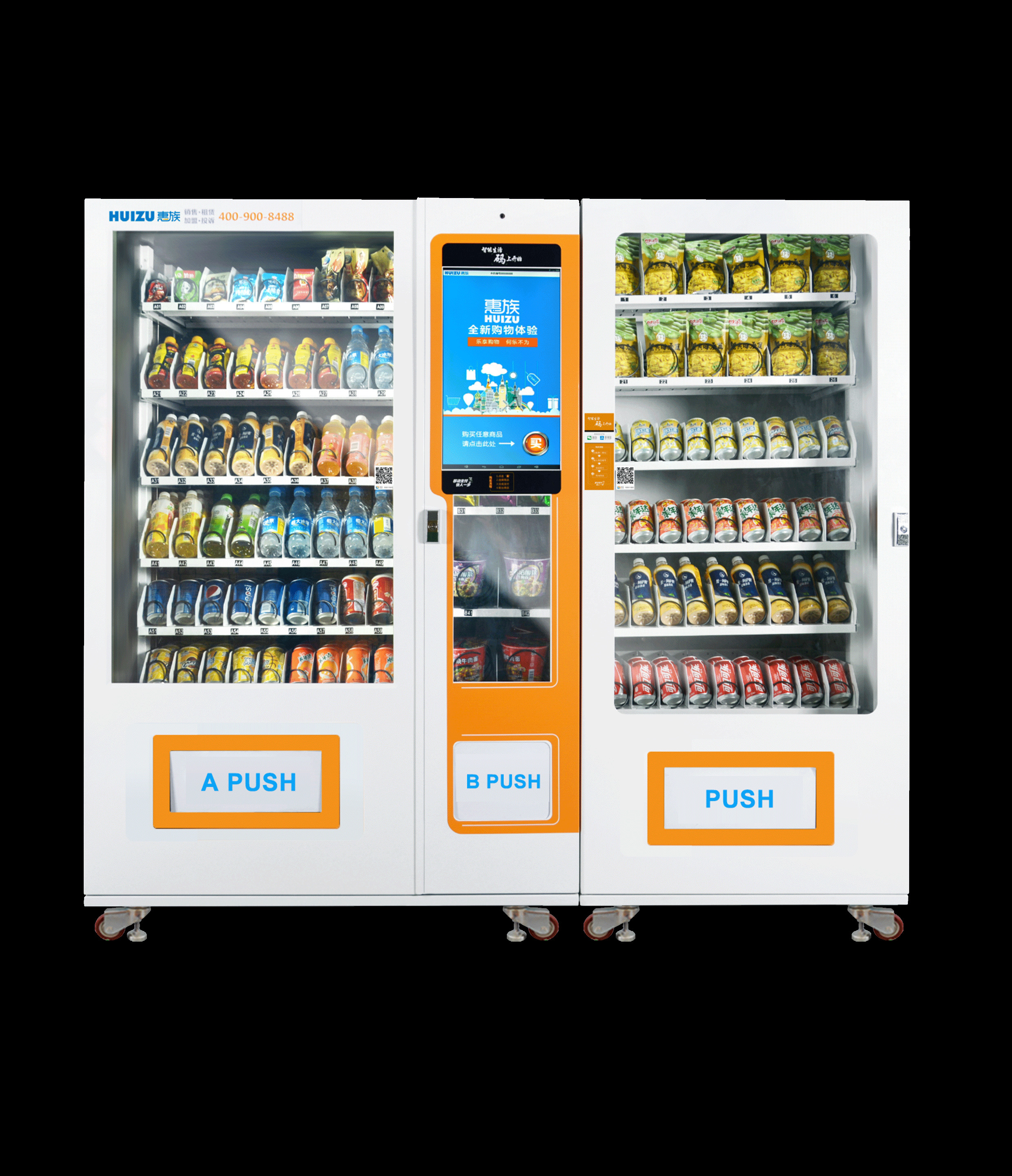 Cashless Payment Automatic Food Vending Machine Red Color Large Capacity