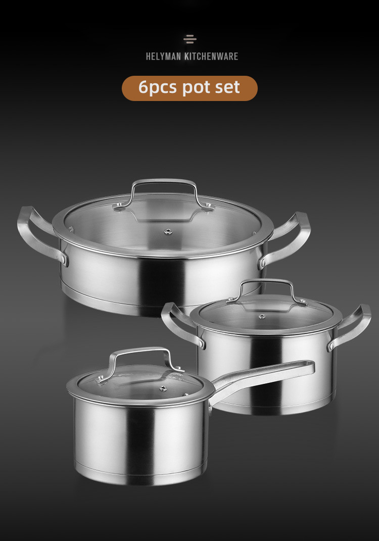 Best Selling Silver Kitchen Sauce Pot Soup Pot Fry Pan Cooking Pot Set With Stainless Steel Handle