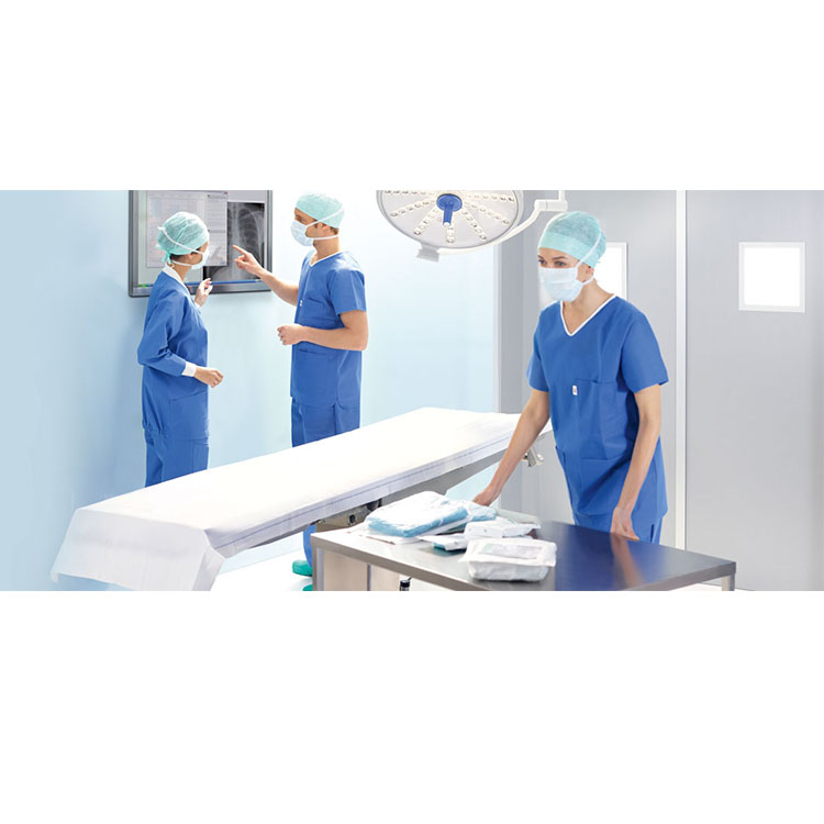 Hospital Round Neck Blue Unisex Uniform Scrub Suit Set Scrub Suit with Elastic Waist