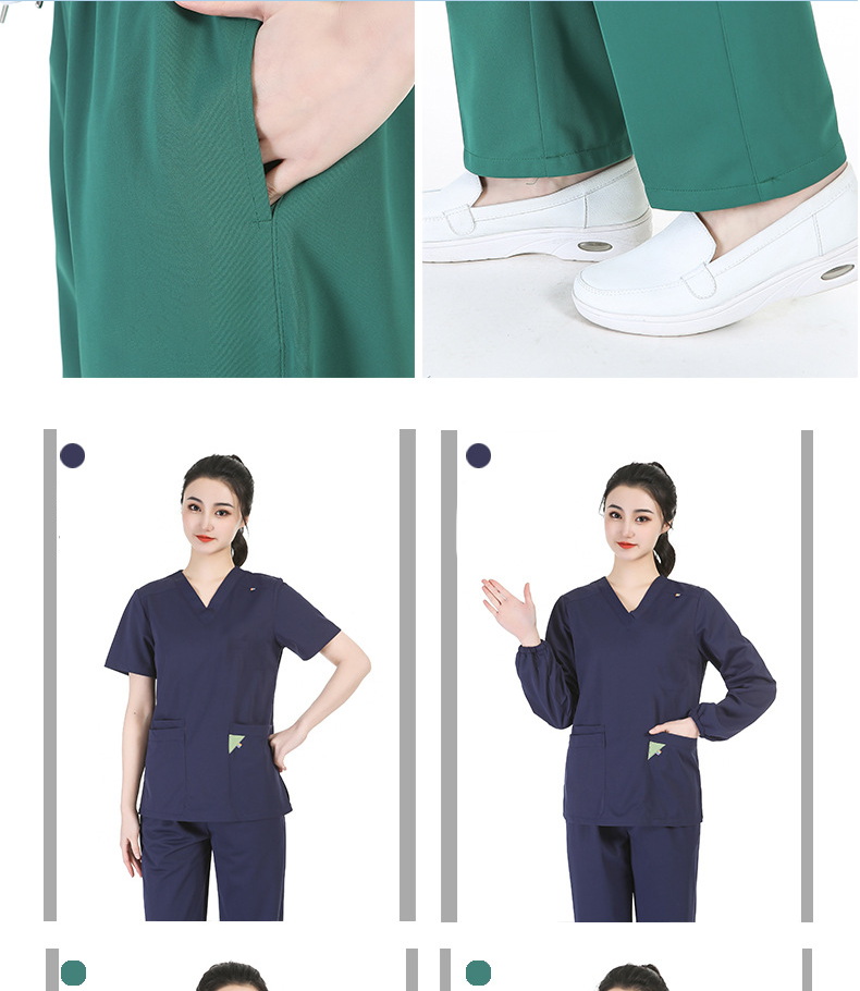 Deep Green Nurses Scrub Set Uniform Arrivals Design Pictures for Fashionable Jogger Nurses