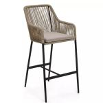 Modern Design AJUNION Metal 4 Seater Garden Bar Set Rattan Weave Outdoor Dining