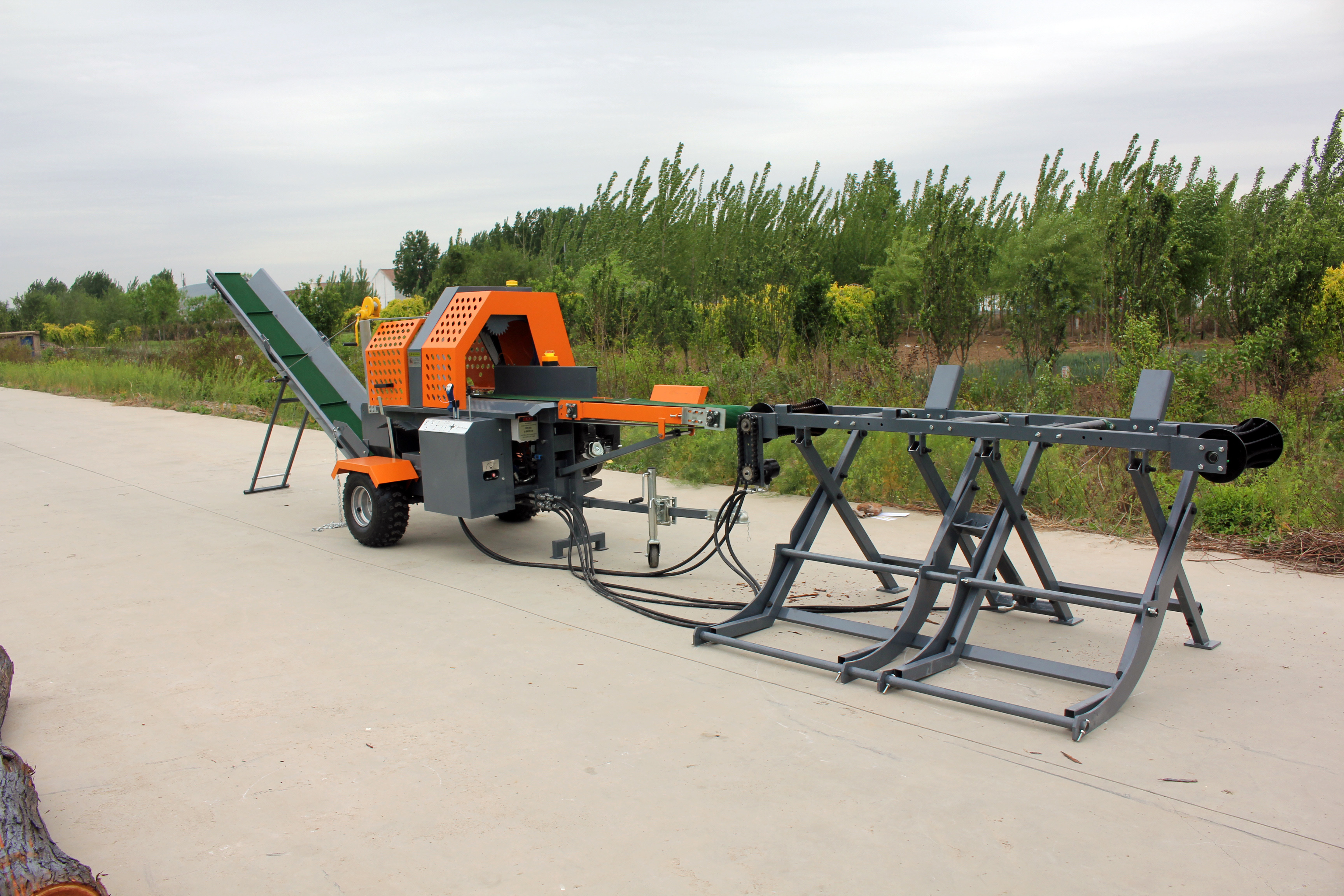 Log Splitter 19inch 480mm Gasoline Electric Firewood Processor With Track
