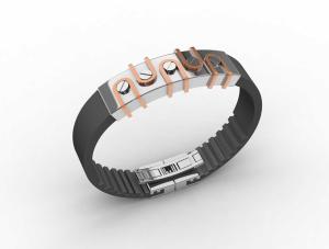 China Top Quality Europe Fashion Stainless Steel Genuine Leather Silicone Bangle Bracelet ADB110 wholesale