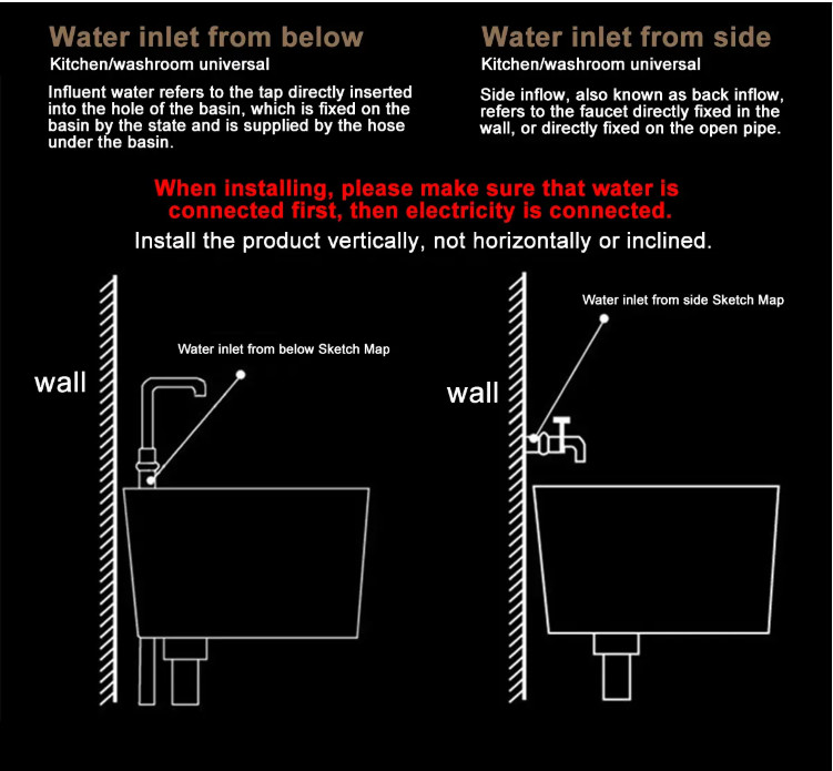Automatically Sink Kitchen Instant Hot Water Tap Electric 3000W With Flex Spout RoHs