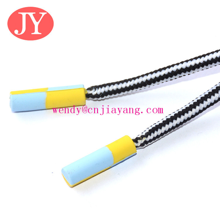 Jiayanag Phthalate Free White color blue aglet stripe plastic TPU soft rubber aglets