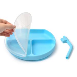 China Sky Blue Silicone Plate Microwave Childrens Silicone Plates BPA Free wholesale