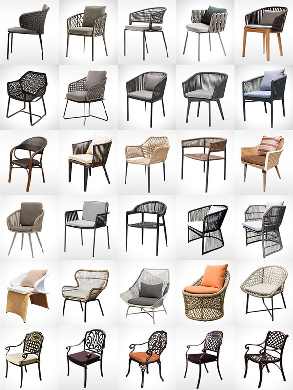 Black And White Rattan Chair Outdoor Garden Furniture High Temperature Resistance 2.5mm