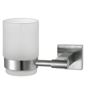 China Sturdy Hotel Bathroom Toothbrush Holder With Frosted Glass Cup wholesale
