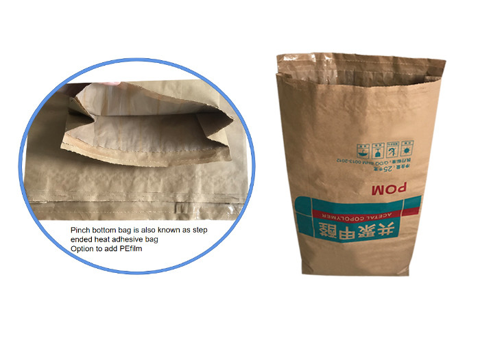 Recycled Moistureproof Pasted Valve Multiwall Paper Bags Pinch Bottom