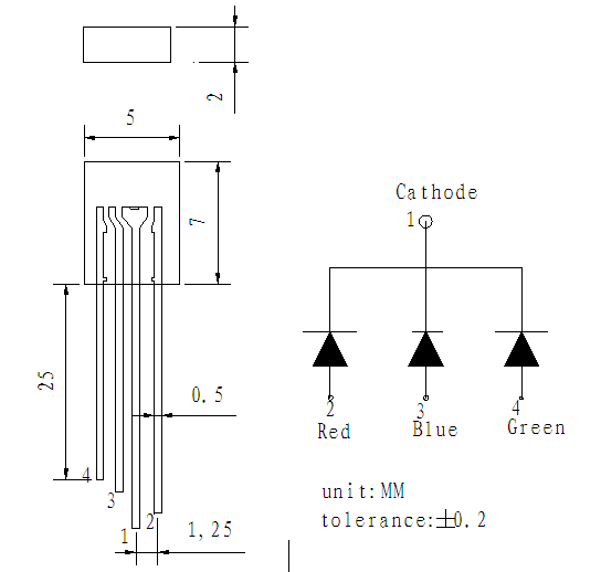 2x5x7 led RGB rectangle led