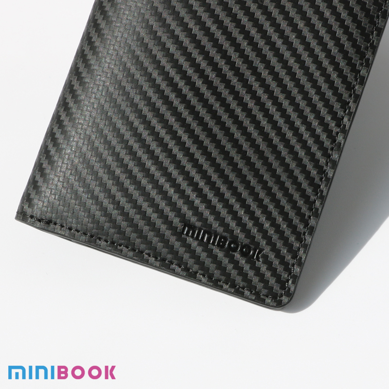 Customized Minibook Men's Wallets with Genuine Leather and Carbon Fiber Material